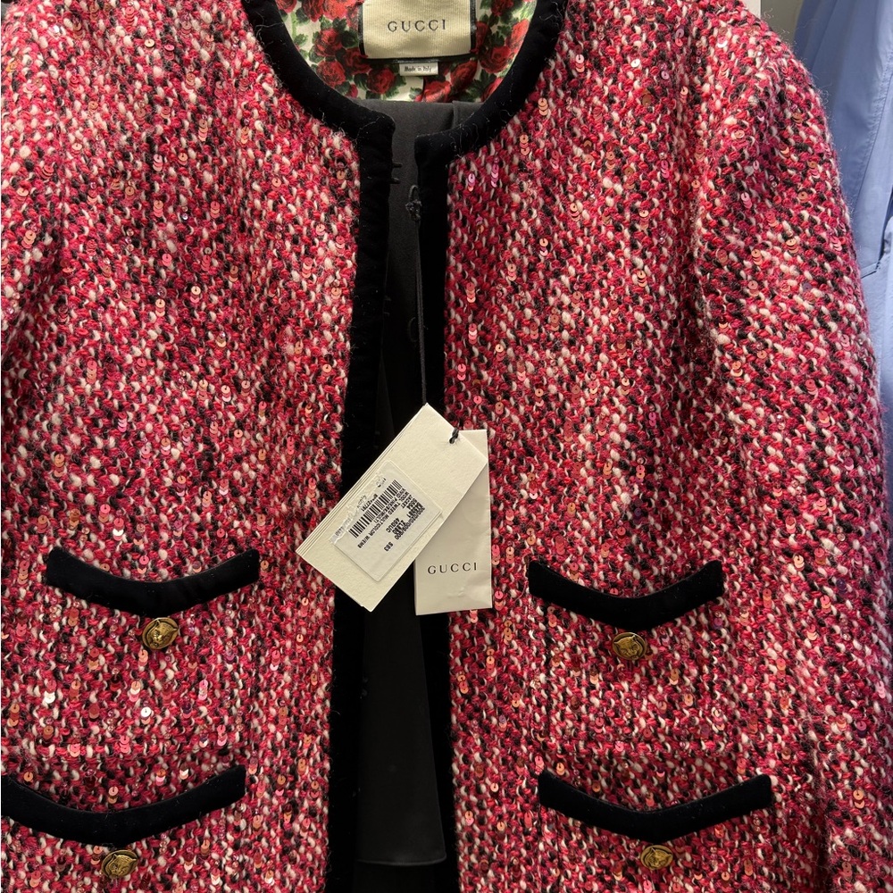Gucci Pink Blazer with Black Trim